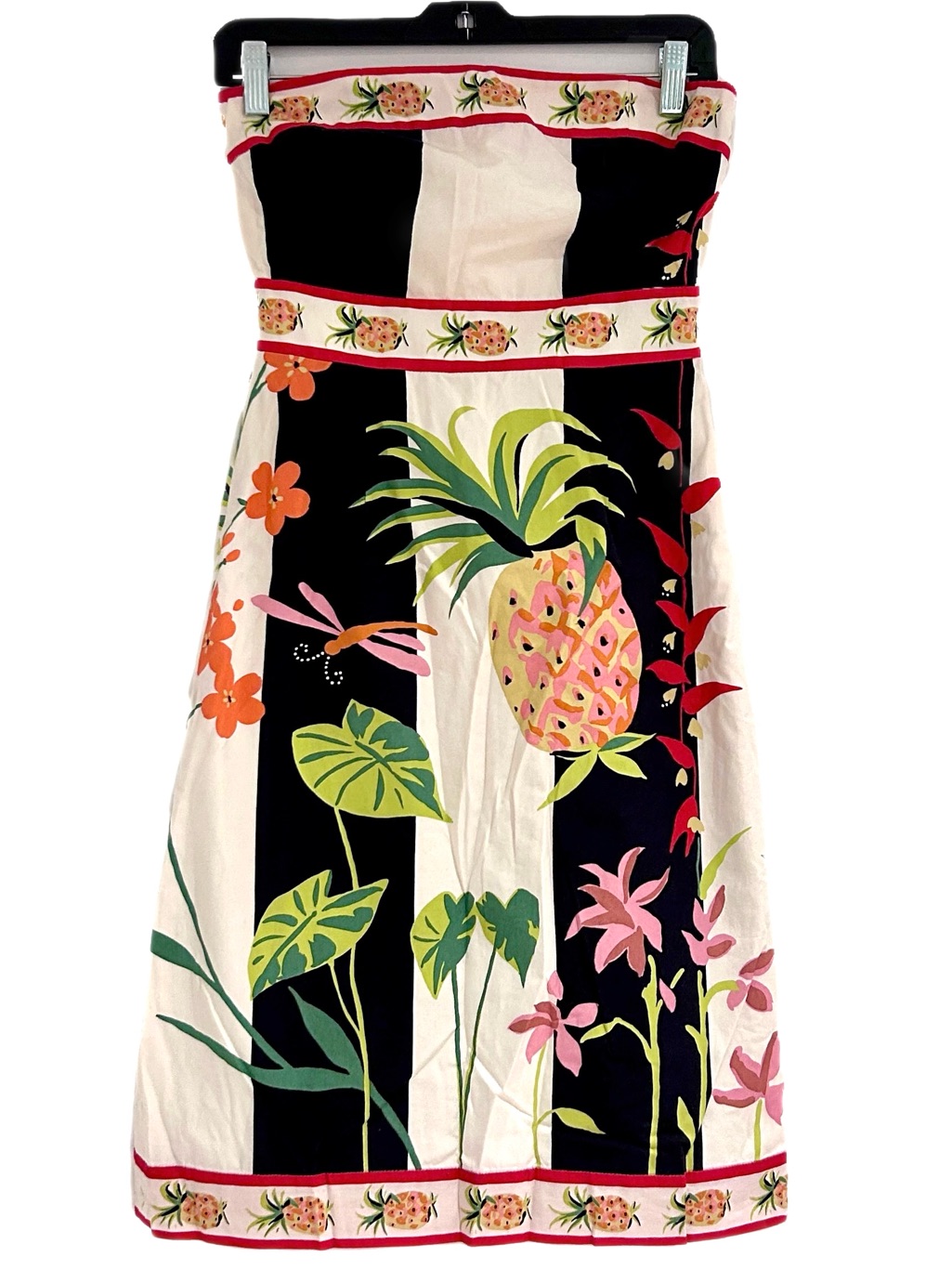 Vintage Y2k J Crew Dress Strapless 100% Cotton Pineapple Summer Adrienne Watkins